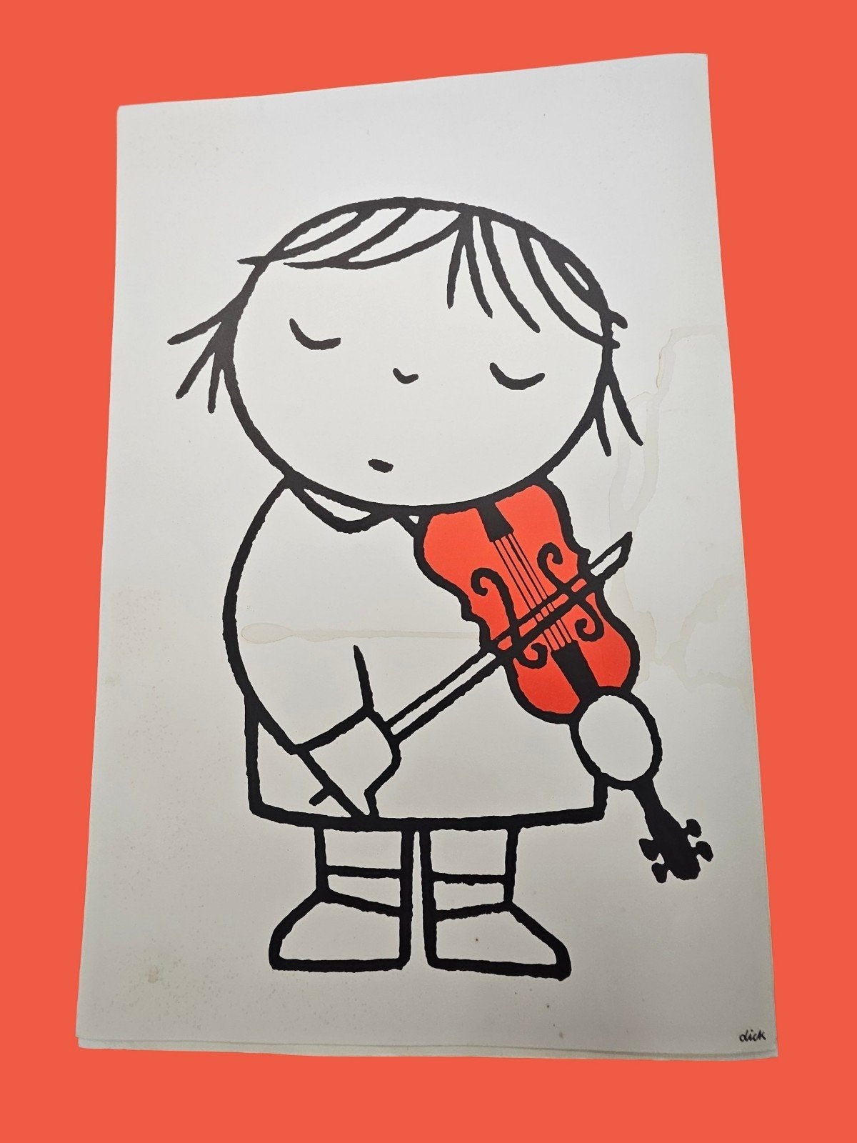 Vintage Dick Bruna print - Meisje met viool, Ophalen, Print, Print/reproductie, Gesigneerd
