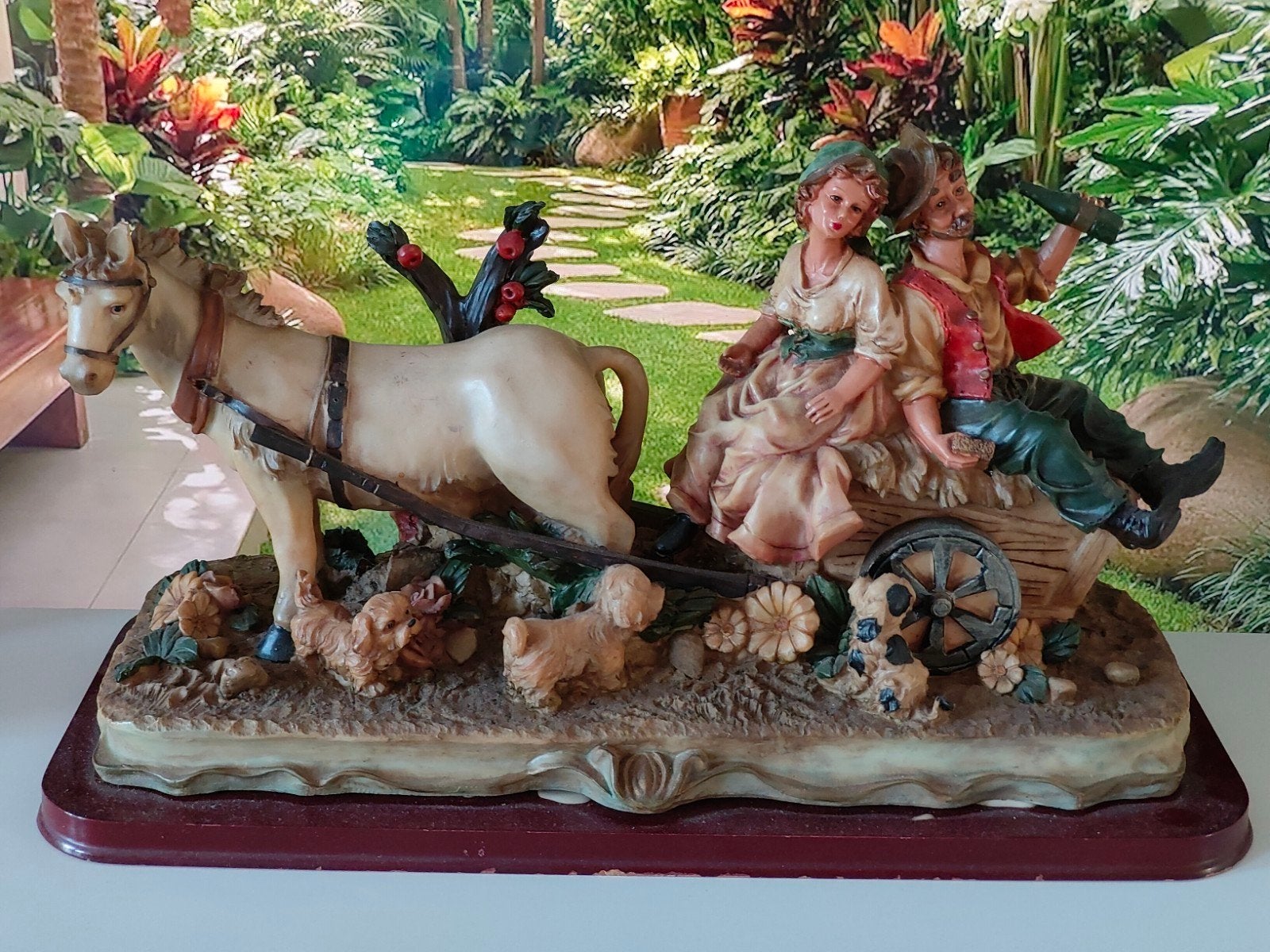 Nostalgisch decoratief beeld van paard en wagen., Ophalen of Verzenden