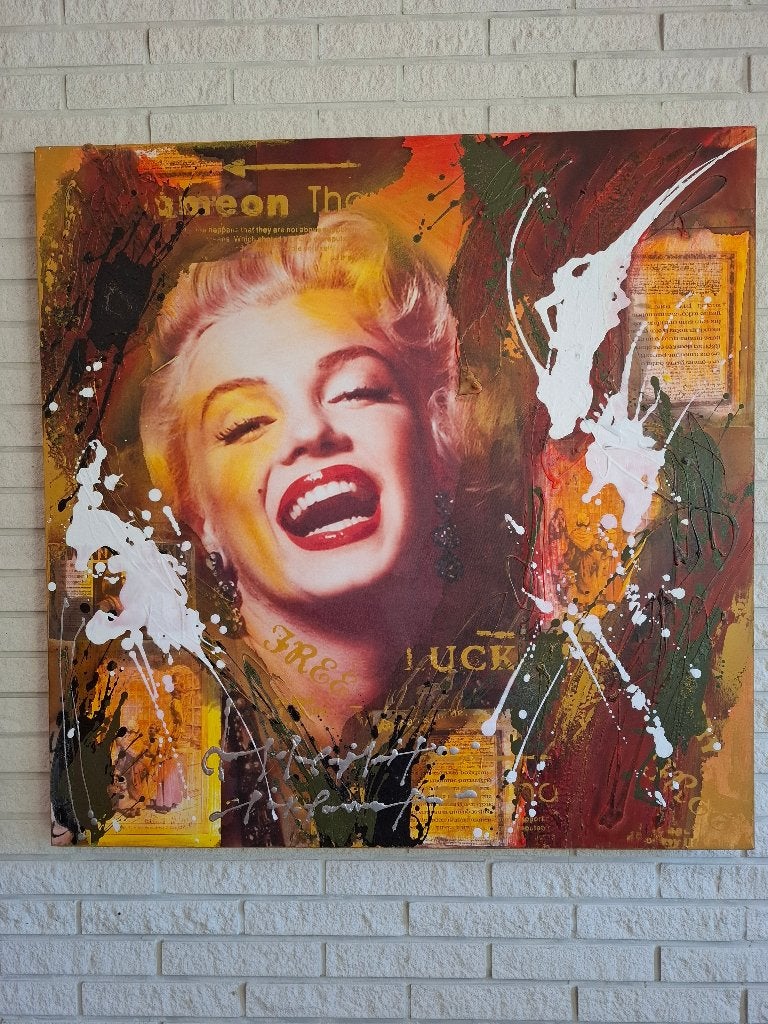Marilyn Monroe Pop Art schilderij, Ophalen, Op houten frame, Gemengde techniek, Portret