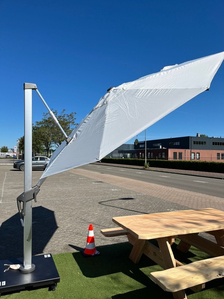 Zweef parasol Rond Wit, Ophalen, Nieuw, Meer dan 4 meter, Zweefparasol