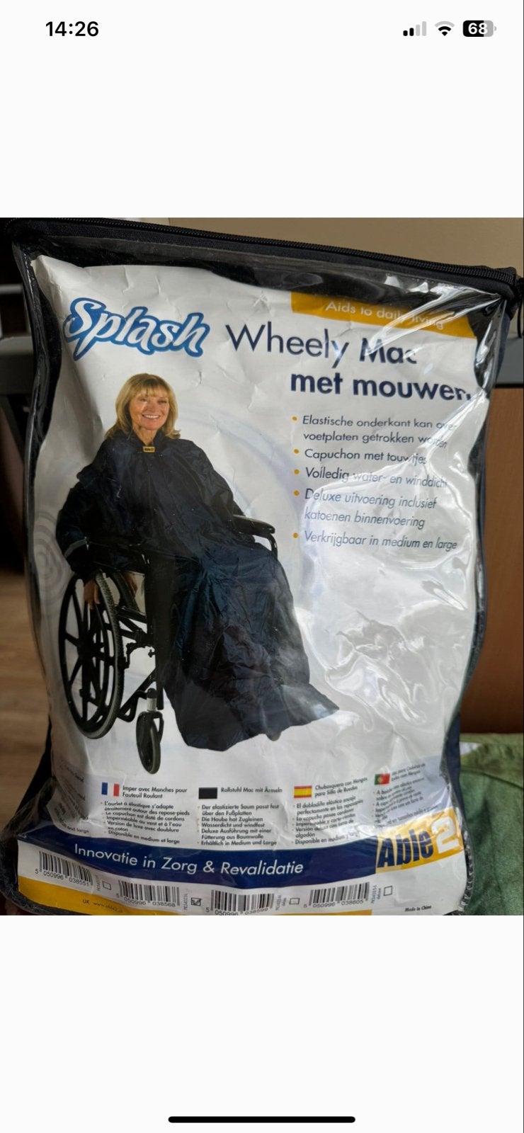 Splach poncho regencape voor scootmobiel/rolstoel, Diversen, Ophalen, Nieuw