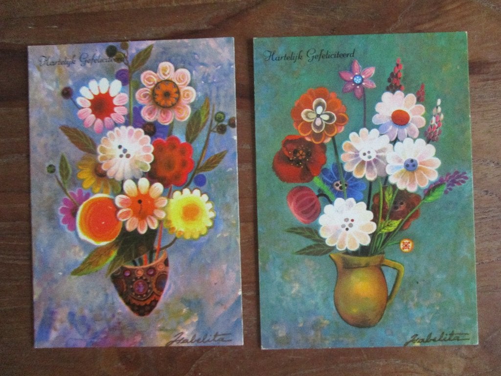 27 Vintage Verjaarskaarten ONGELOPEN, Ophalen of Verzenden, 1940 tot 1960, Ongelopen, Feest(dag)