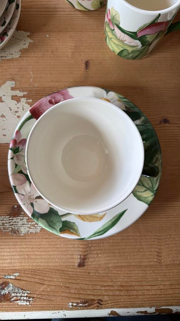 Gien VOLUPTÉ ontbijtkop en schotel, Huis en Inrichting, Keuken | Servies, Ophalen of Verzenden, Zo goed als nieuw, Overige stijlen