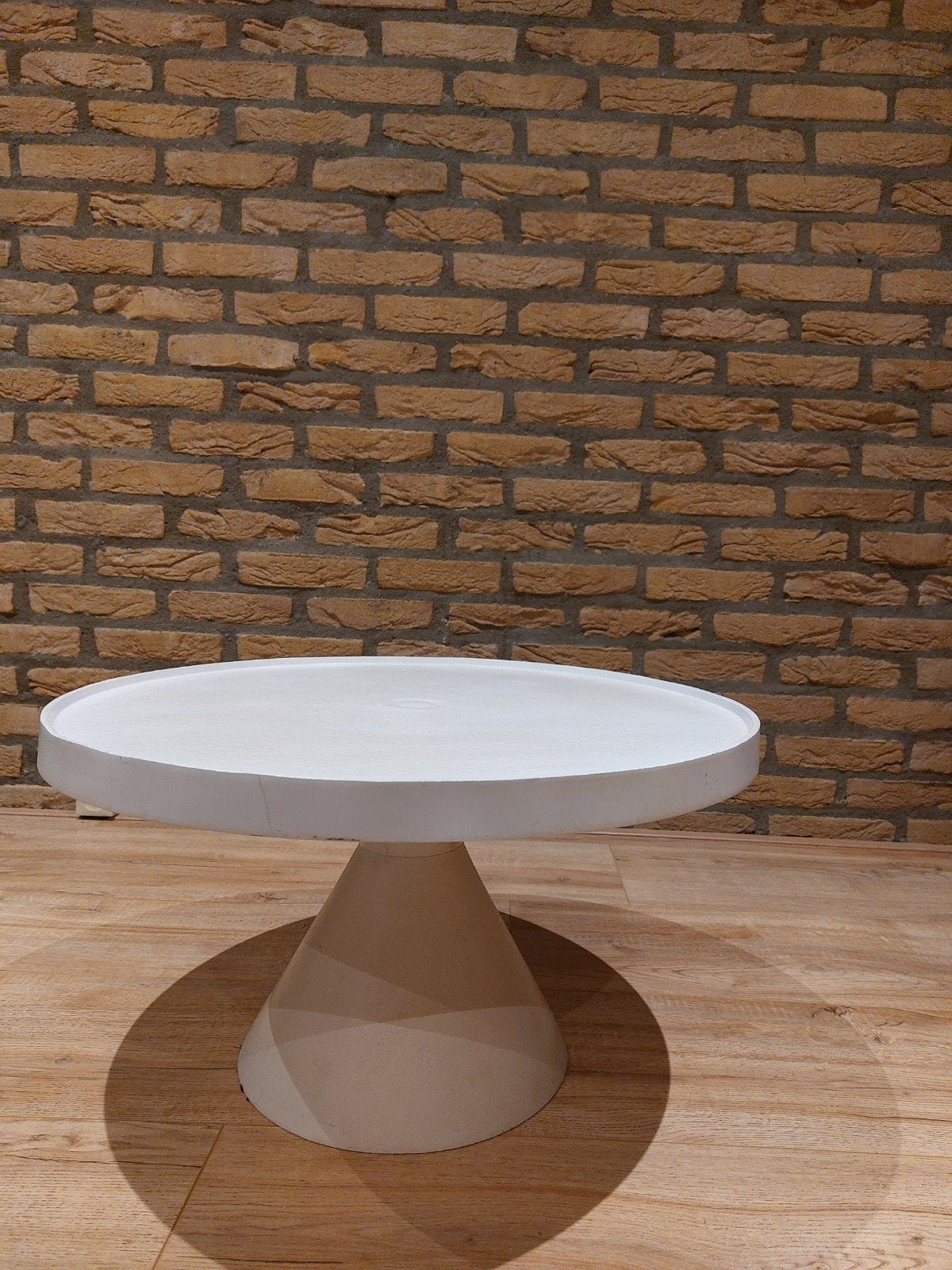 Ronde Salontafel Wit (namaak Zuiver Floss), Ophalen, Minder dan 45 cm, Gebruikt, Stoer