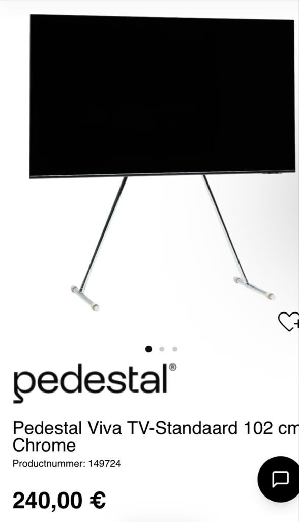 Pedestal Viva TV-Standaard 102 cm Chrome, Verzenden, Nieuw