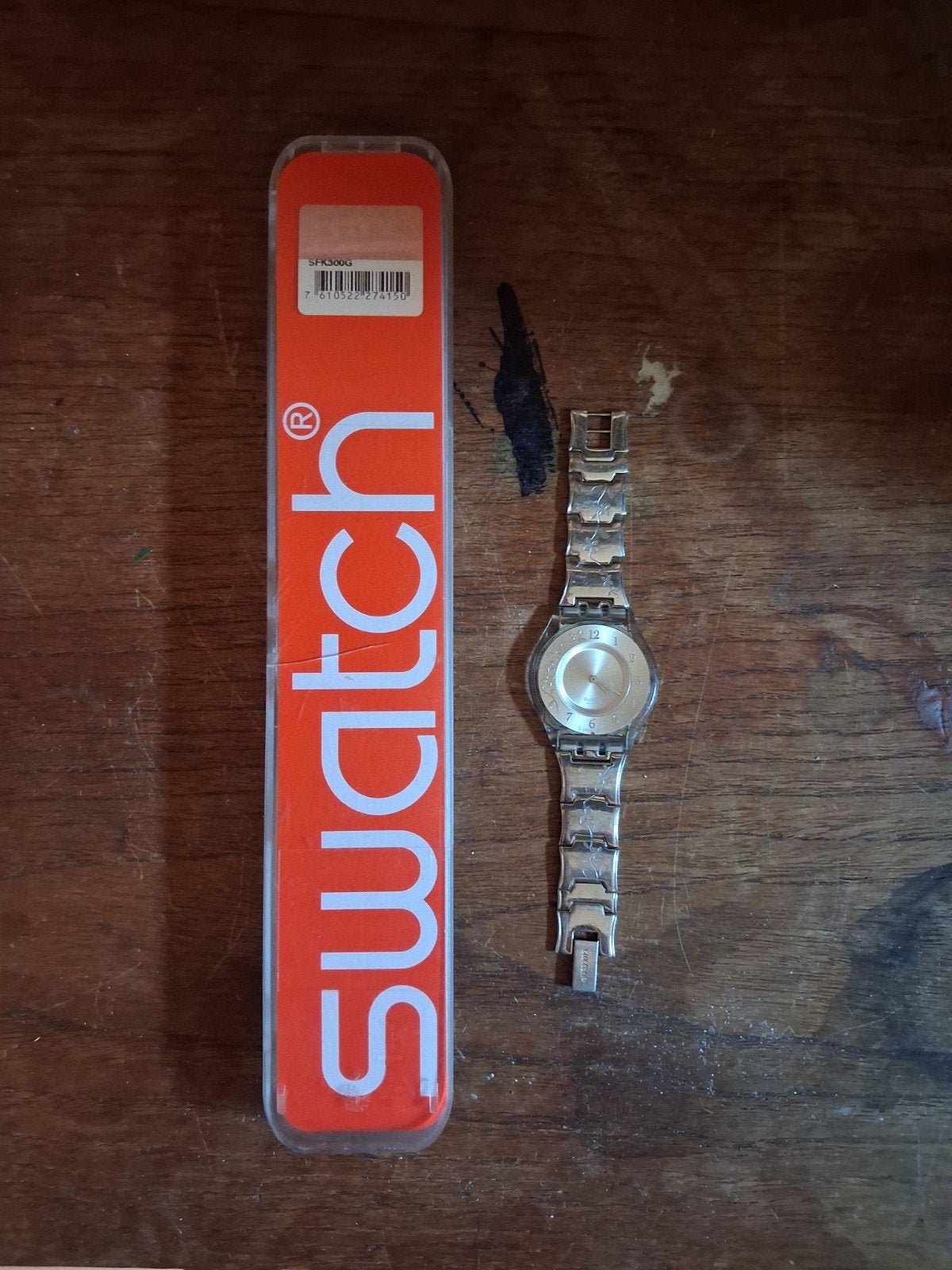 Swatch Polshorloge SFK300G - gebruikt, Ophalen of Verzenden, Gebruikt, Zilver, Meisje