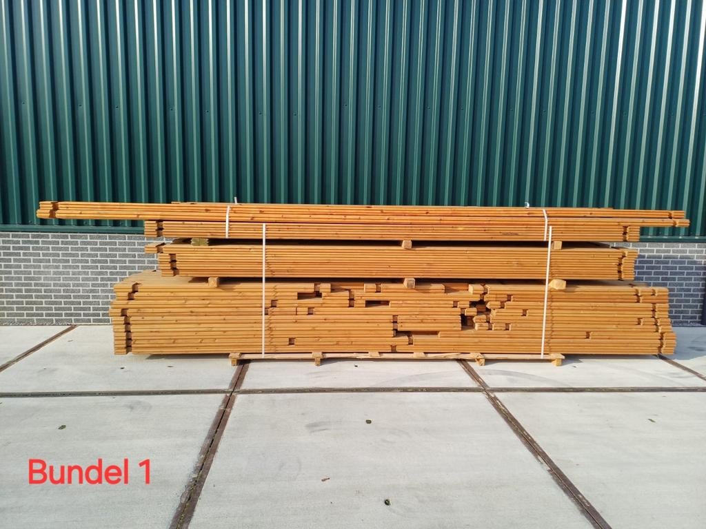 Blokhuthout - balken - planken - latten - prieel, Doe-het-zelf en Verbouw, Hout en Planken, Nieuw, Plank, Vuren, Ophalen of Verzenden