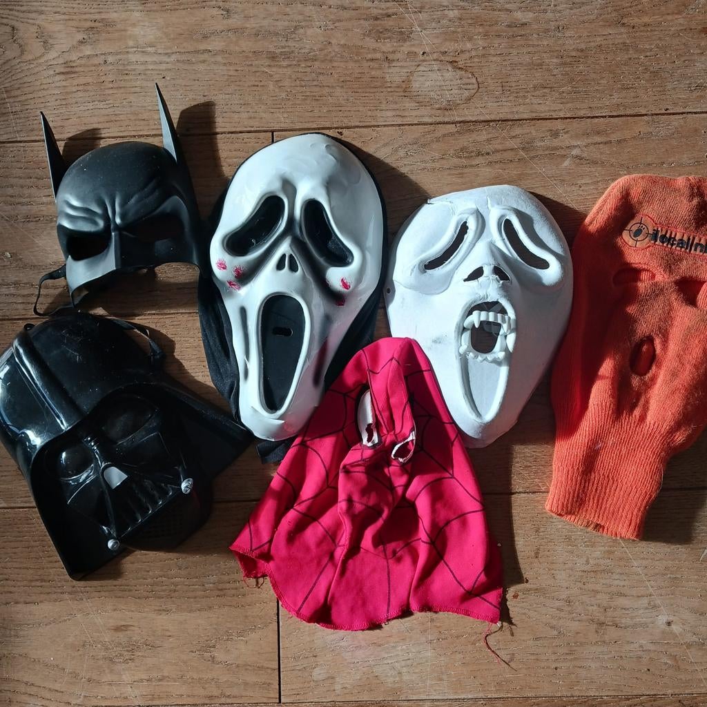 Carnavalsmaskers - Batman, Scream, Darth Vader, Spiderman, Ophalen of Verzenden, Gebruikt, Carnaval