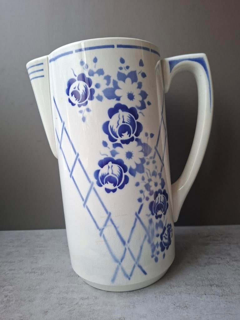 Franse Brocante Kan met Blauwe Bloemen, Ophalen of Verzenden