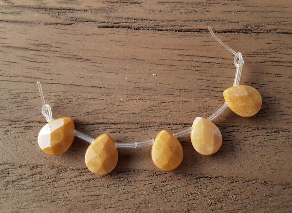 DC84 Kralen hangertjes gele aventurijn druppel facet 5 stuk, Verzenden, Nieuw, Kraal