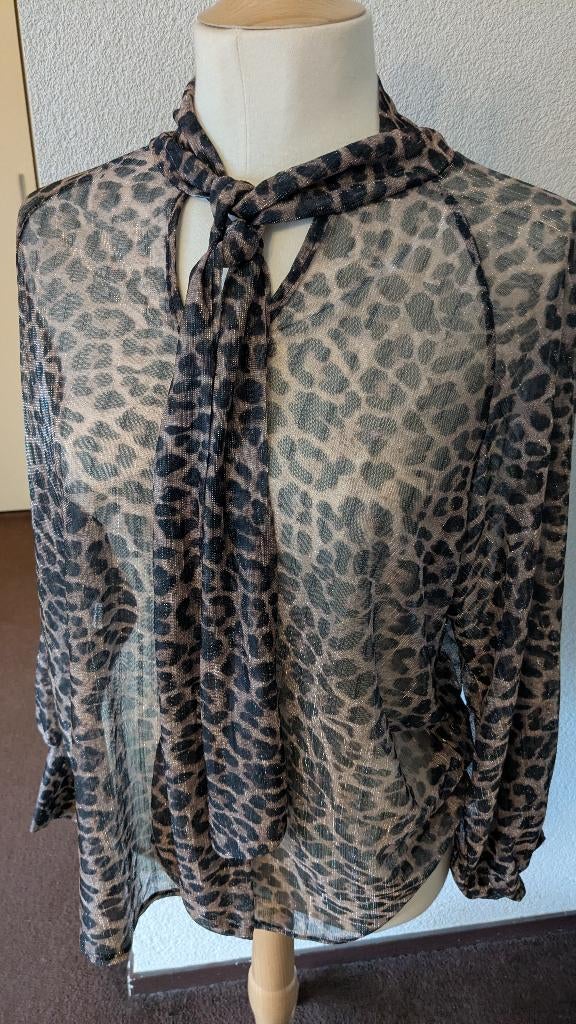 Panter blouse top - BoeBou - L/XL, Kleding | Dames, Blouses en Tunieken, Bruin, Verzenden, Maat 42/44 (L), BoeBou