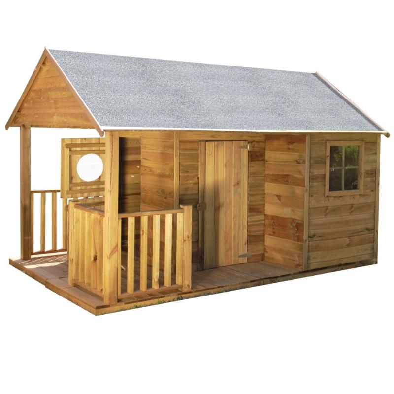 Speelhuisje buiten | Ruim speelhuis en terras type Panda, Safari speelhuisjes, Mail@wellestuinhout.nl, Nieuw, Ophalen of Verzenden