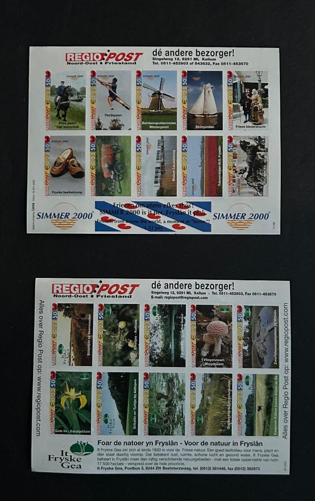 Nederland | Regiopost vellen Fryslân, PF, Postzegels en Munten, Postzegels | Nederland, Postfris, Na 1940, Ophalen of Verzenden