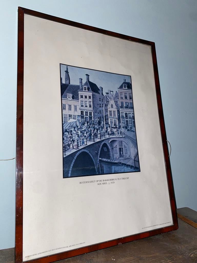 Aquarel Botermarkt Utrecht, Antiek en Kunst, Ophalen