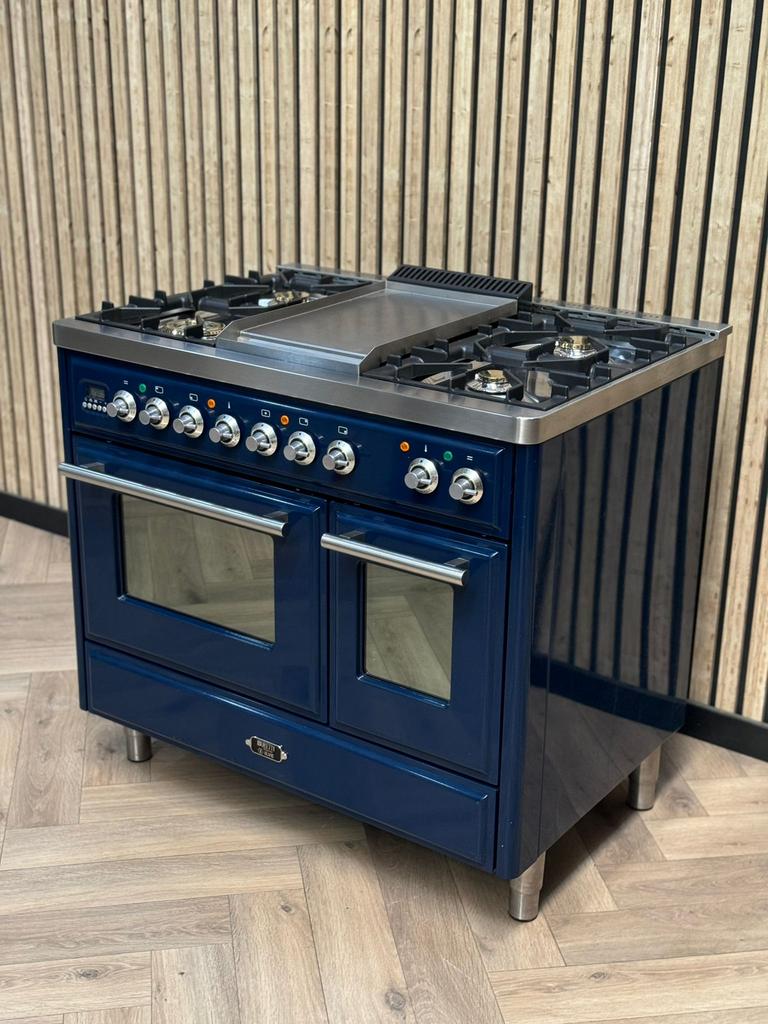 Luxe Boretti Majestic Blauw 100cm Gas Dubbele Oven, 60 cm of meer, Ophalen of Verzenden, Zo goed als nieuw, Gas