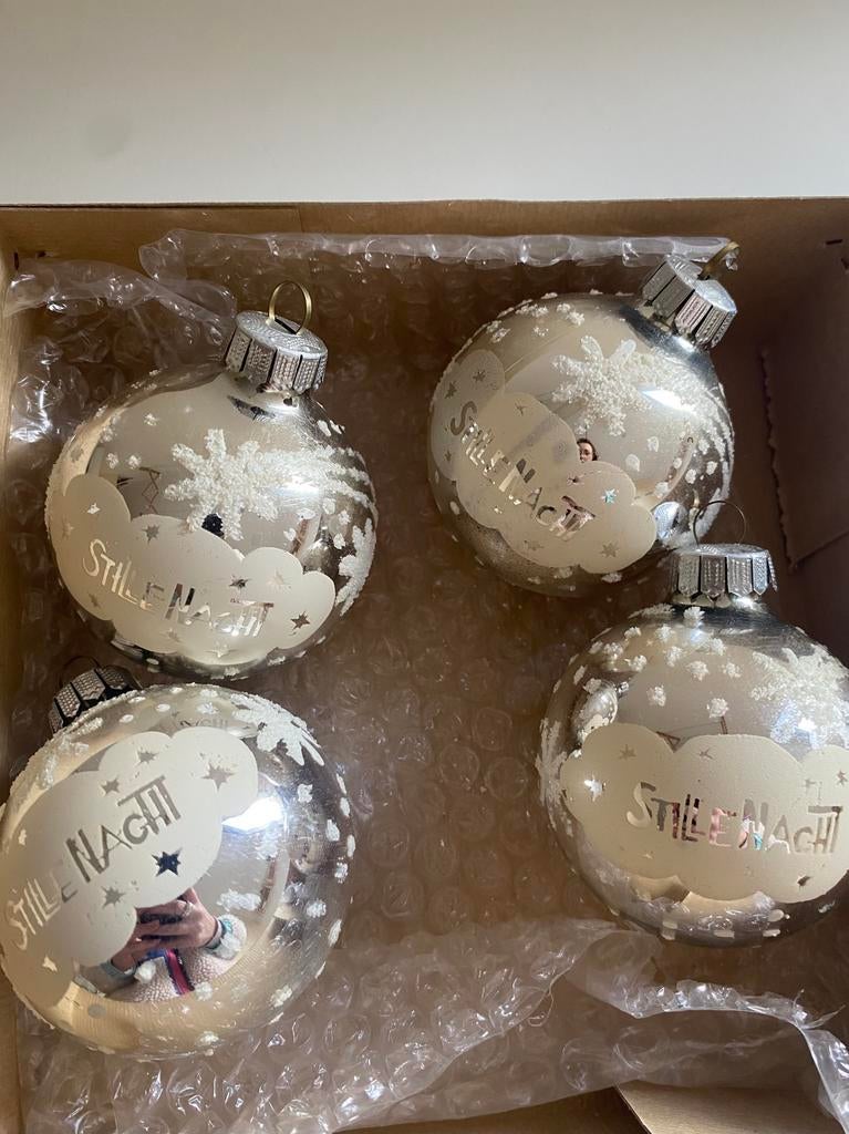Vintage kerstballen- jaren 50- handbeschilderd, Diversen, Kerst, Ophalen of Verzenden, Zo goed als nieuw