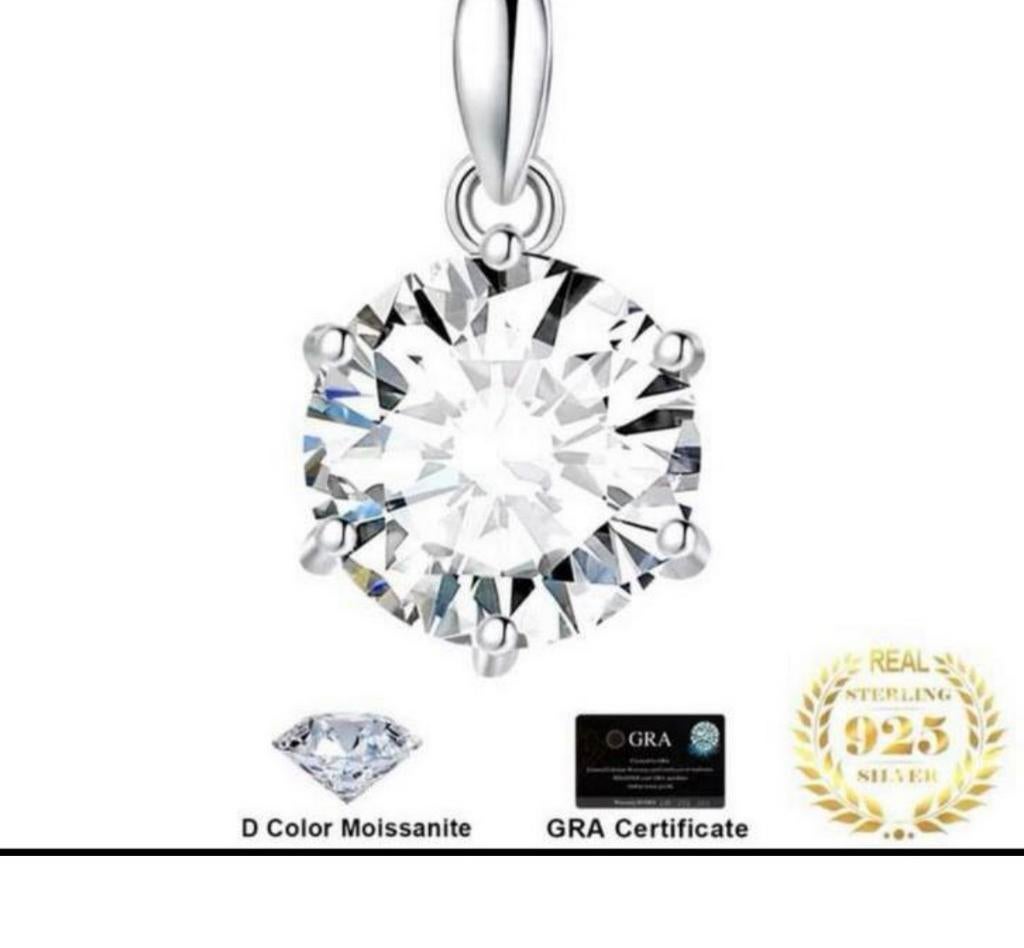 Moissanite hangertje S925 zilver, Ophalen of Verzenden, Nieuw, Zilver