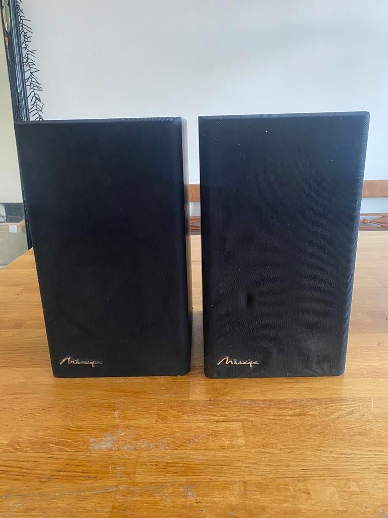 Mirage M-190i “bookshelf” speakerset + steunen, Audio, Tv en Foto, Luidsprekers, Gebruikt, Front, Rear of Stereo speakers, Overige merken