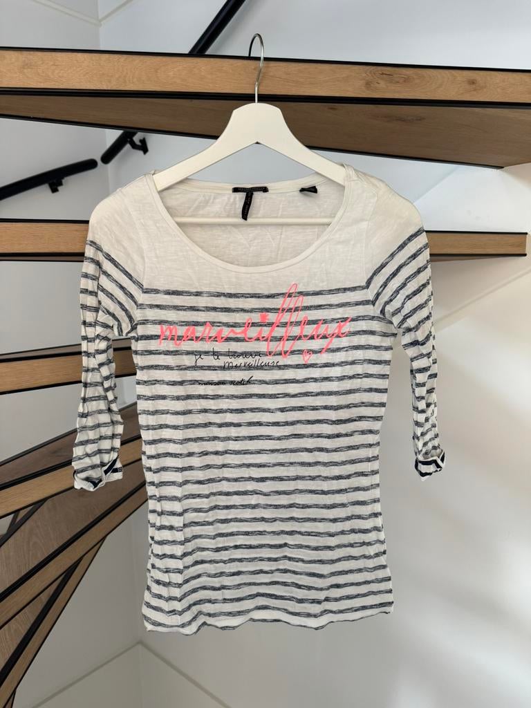 Streepshirt Maison Scotch, Kleding | Dames, T-shirts, Zo goed als nieuw, Maat 36 (S), Wit, Korte mouw, Ophalen of Verzenden