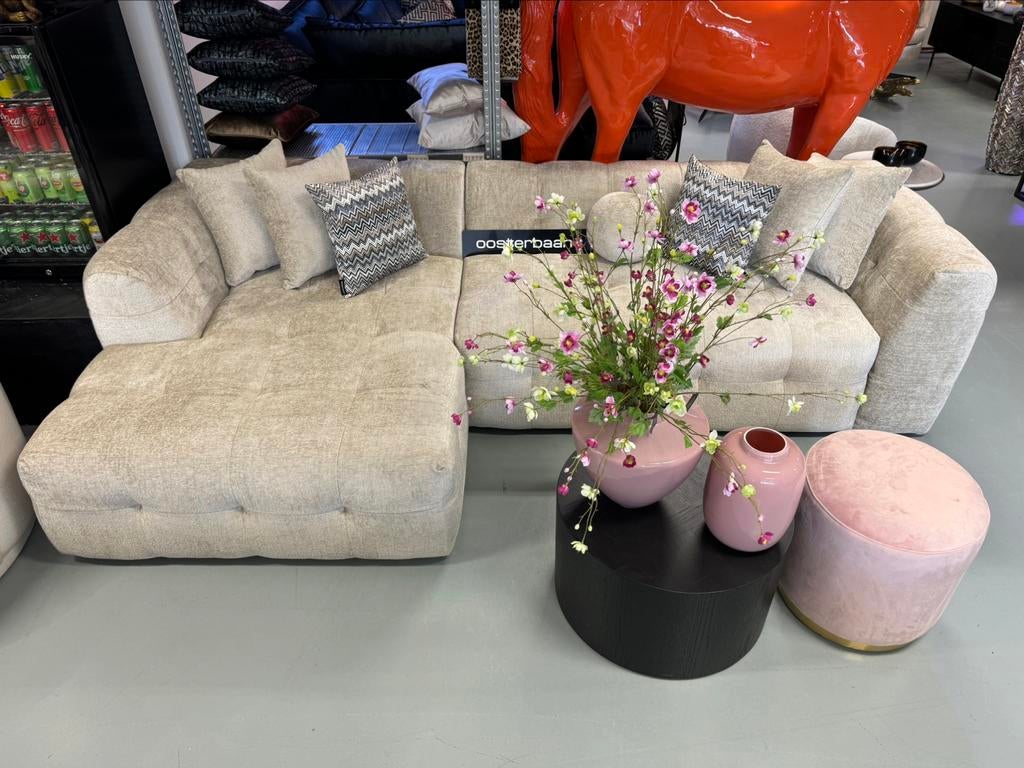 Luxe Velvet Teddy Loungebank Flipper Beige 160x290cm NIEUW, 250 tot 300 cm, Info@oosterbaanwonen.nl, Hoekbank, Nieuw