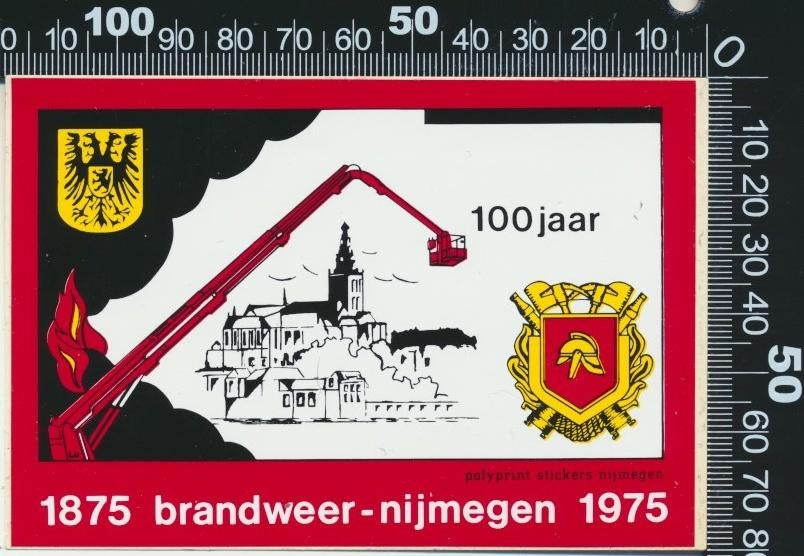 Sticker: Brandweer - Nijmegen - 100 Jaar, Ophalen of Verzenden, Zo goed als nieuw, Bedrijf of Vereniging