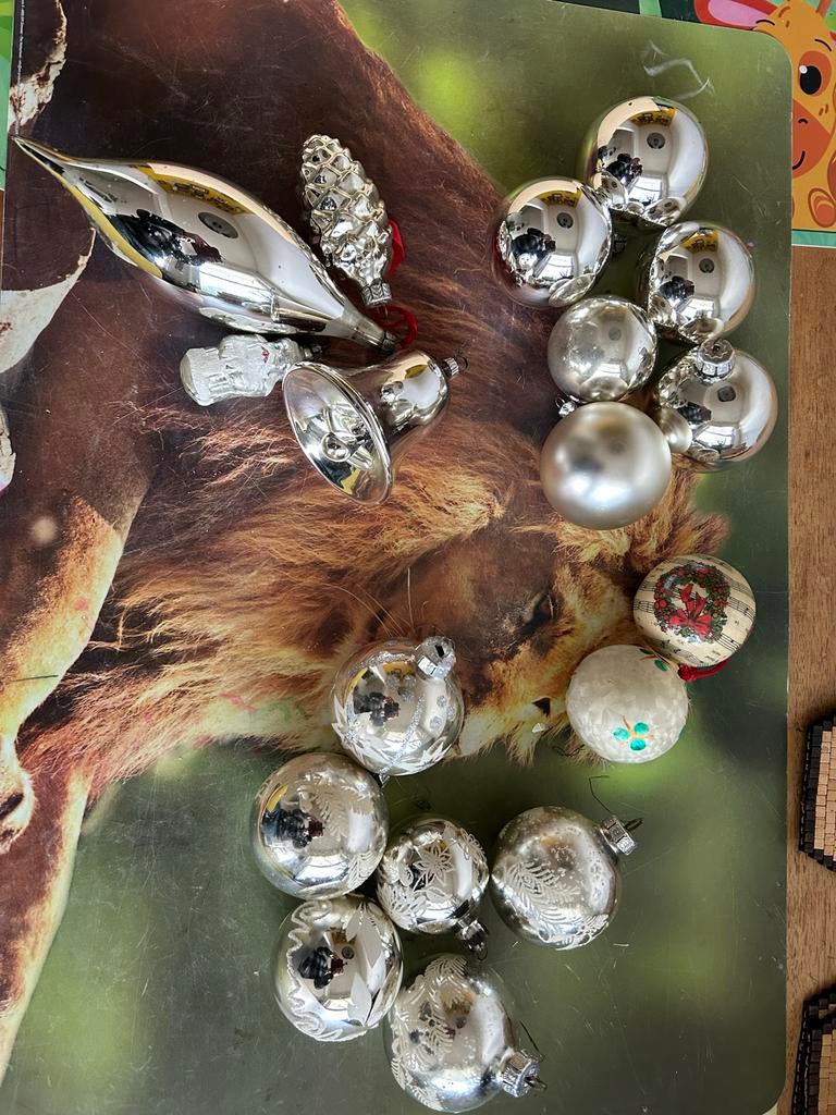 Oude zilveren kerstballen vintage, Ophalen of Verzenden, Gebruikt