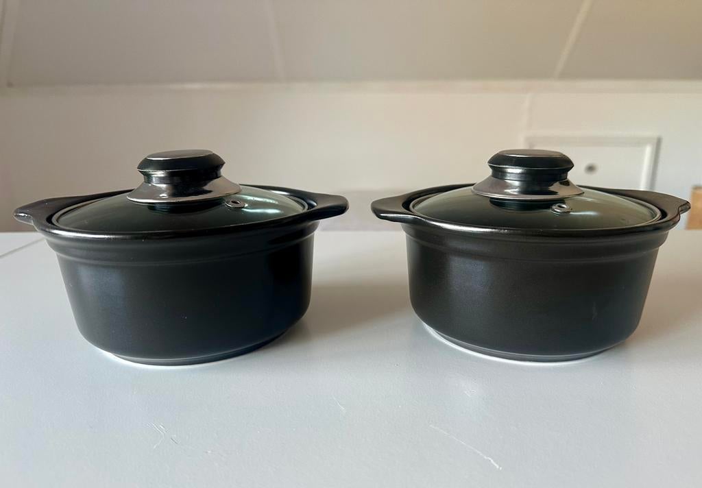 2 ovenpannetjes met deksel, Huis en Inrichting, Ophalen of Verzenden, Zo goed als nieuw, Pot, Bus of Blik