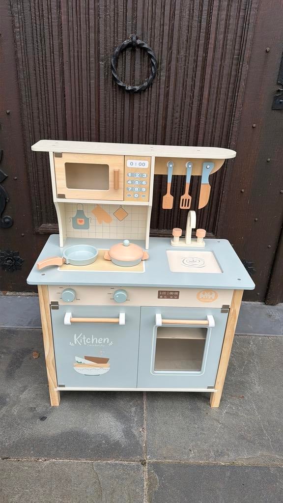 Blauwe Houten Speelkeuken - Speelgoed Keuken Van Hout, Kinderen en Baby's, Speelgoed | Speelkeukens, Zo goed als nieuw, Ophalen