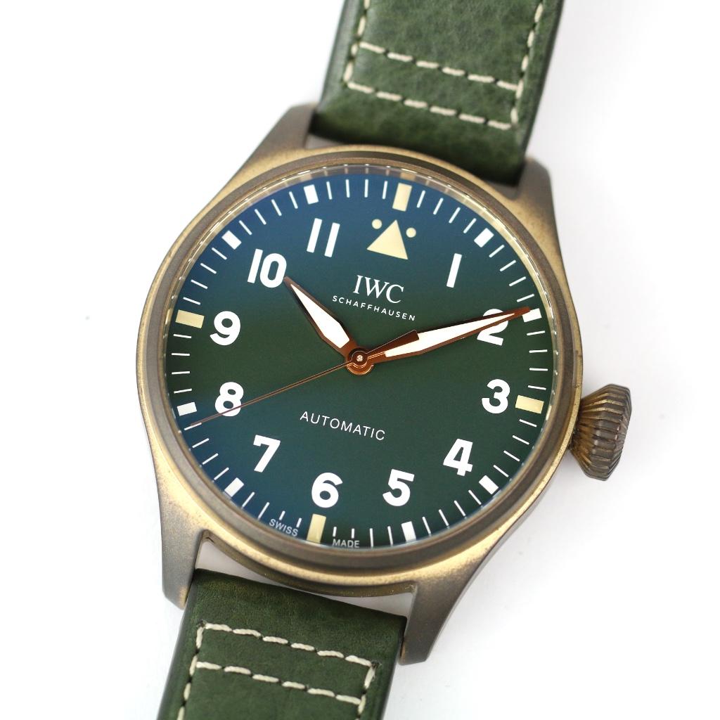 IWC Big Pilot Spitifire 43 Brons Green (ZEER GOED/ 2024), Overige merken, Overige materialen, Leer, Polshorloge