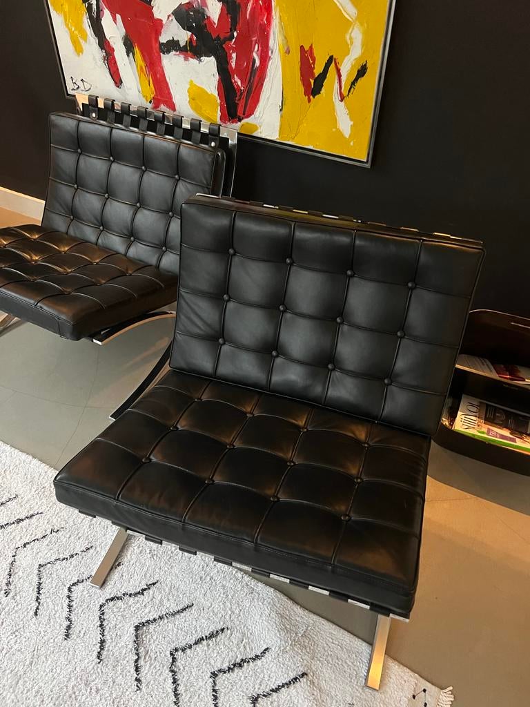 Avilar Barcelona Chair - Zwart Leer - Tijdloos Design, Ophalen, Zwart, Leer, Eén