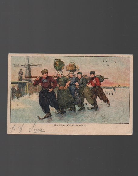 Volendam Marken Schaatsen van de Markt Winter, Ophalen of Verzenden, Voor 1920, Gelopen, Noord-Holland