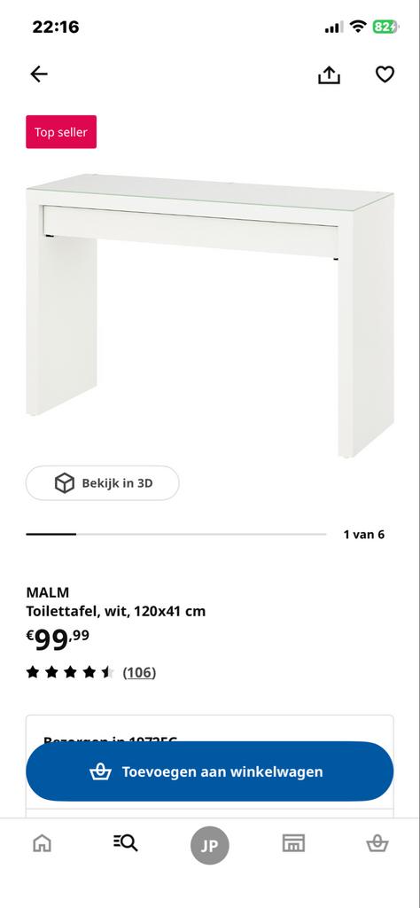 IKEA MALM Toilettafel make up tafel wit, 120x41 cm, Huis en Inrichting, Bureaus, Ophalen, Zo goed als nieuw