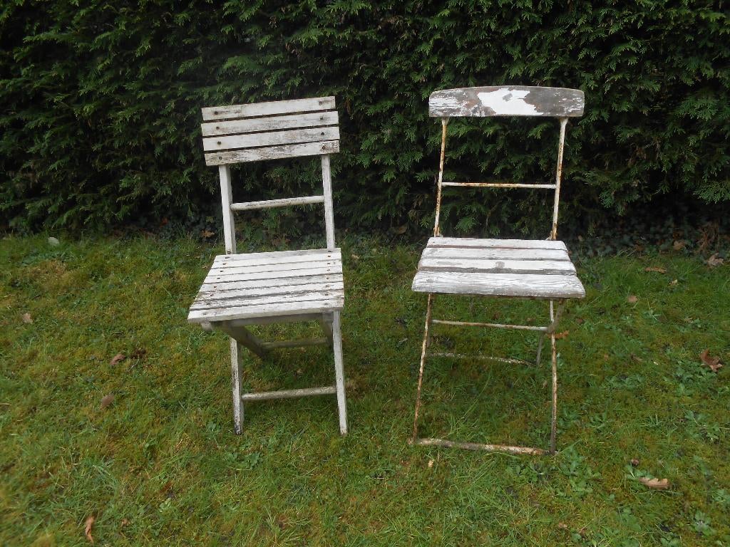 Vintage tuinstoelen, Ophalen, Gebruikt, Hout, Inklapbaar
