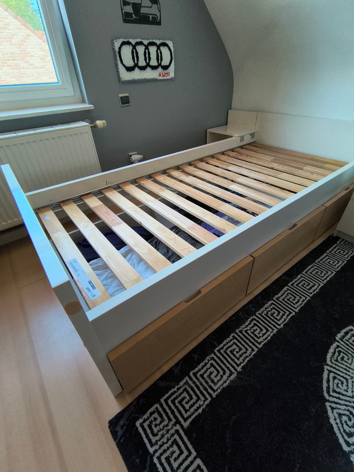 1 persoonsbed met lattenbodem, Huis en Inrichting, Slaapkamer | Bedden, Ophalen, Gebruikt, 90 cm, Eenpersoons
