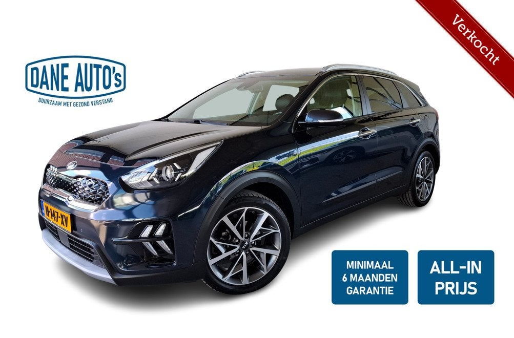 Kia Niro Hybrid DynamicPlusLine | 18 INCH - RIJKLAARPRIJS, Gebruikt, Met garantie (alle), Blauw, Leder en Stof