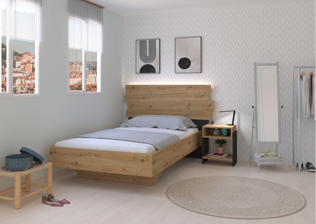 Doze 1525 twijfelaar - 120x200 - Eikenkleur, Niet ingevuld, Niet ingevuld, Niet ingevuld