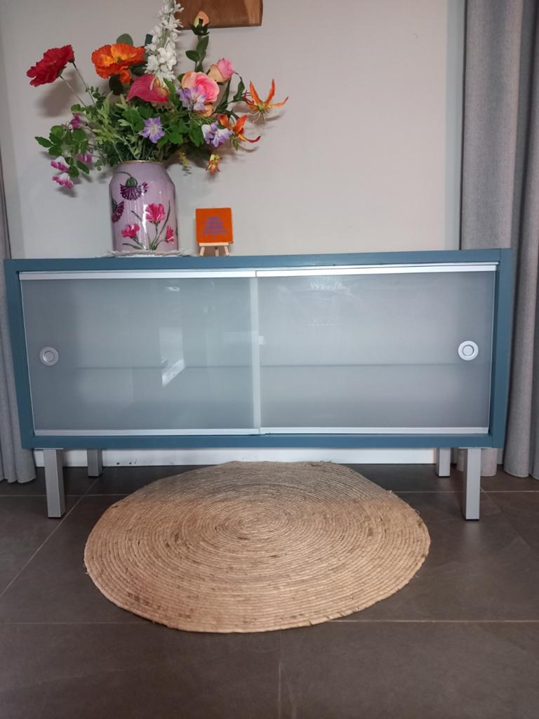 Prachtig tv-meubel, televisiemeubel, dressoir, vitrinekast, Ophalen, 100 tot 150 cm, Glas, Zo goed als nieuw