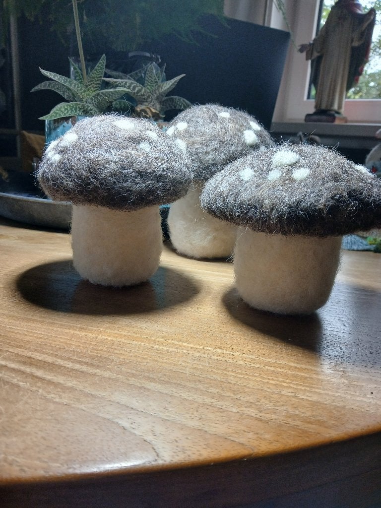 Genaaldvilte paddenstoelen, schapenwol, naaldvilten., Ophalen of Verzenden, Nieuw, Figuurtje(s), Wolvilt