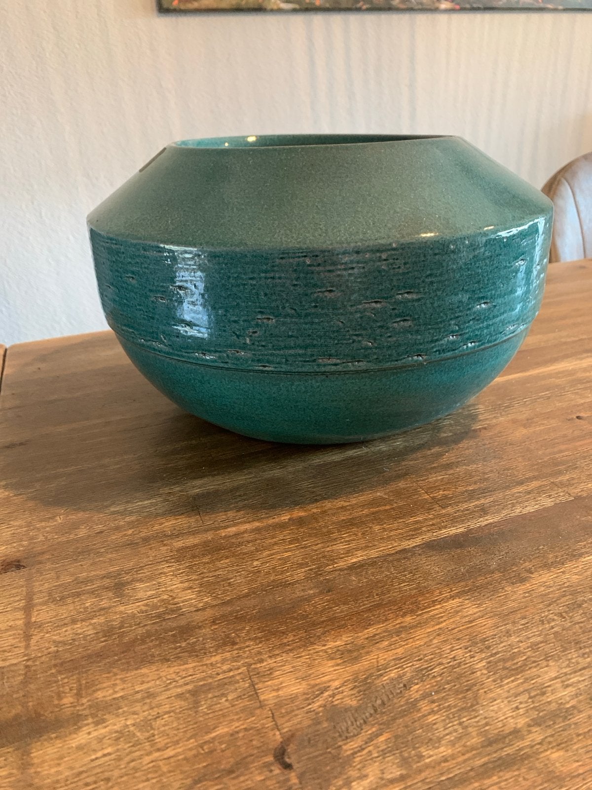 Grote turquoise keramische vaas/schaal, Ophalen of Verzenden