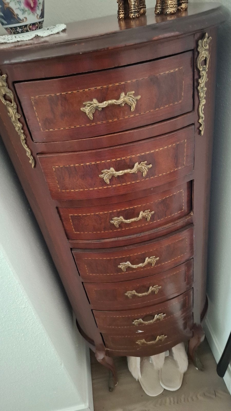 Antieke meubelset: Vitrinekast, Klok, Dressoir, Tafel, Ophalen of Verzenden