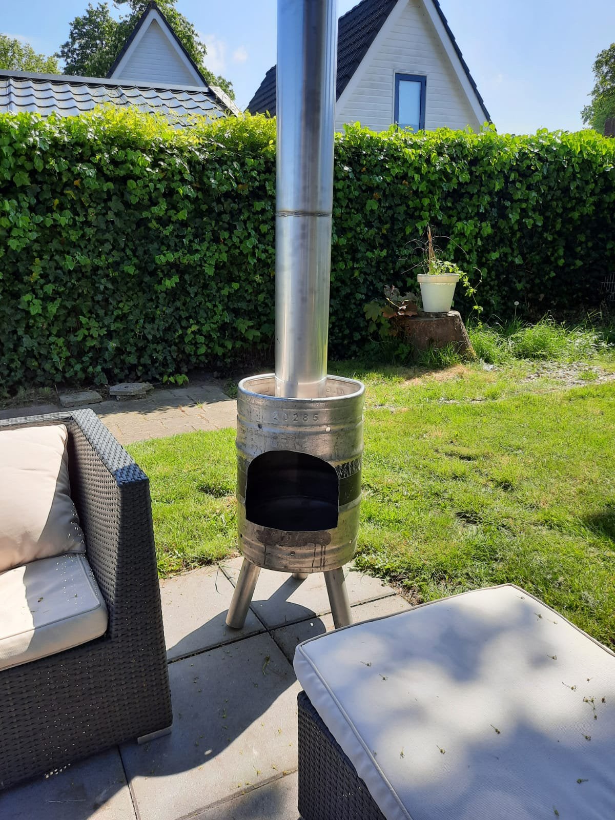 rvs bierfust haard kachel tuinkachel tuinhaard terrashaard, Tuin en Terras, Ophalen of Verzenden, Nieuw
