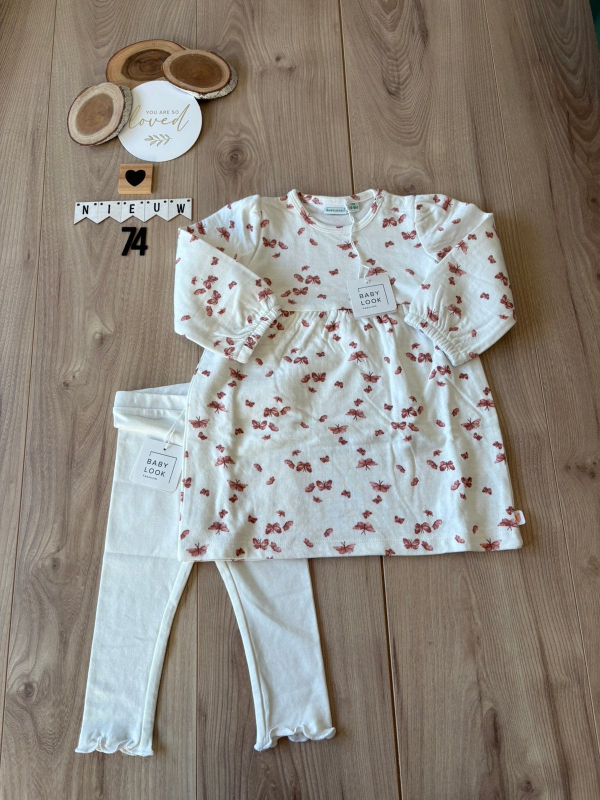 Baby meisje babylook setje jurkje, legging wit maat 74, Ophalen of Verzenden, Nieuw, Meisje, Setje