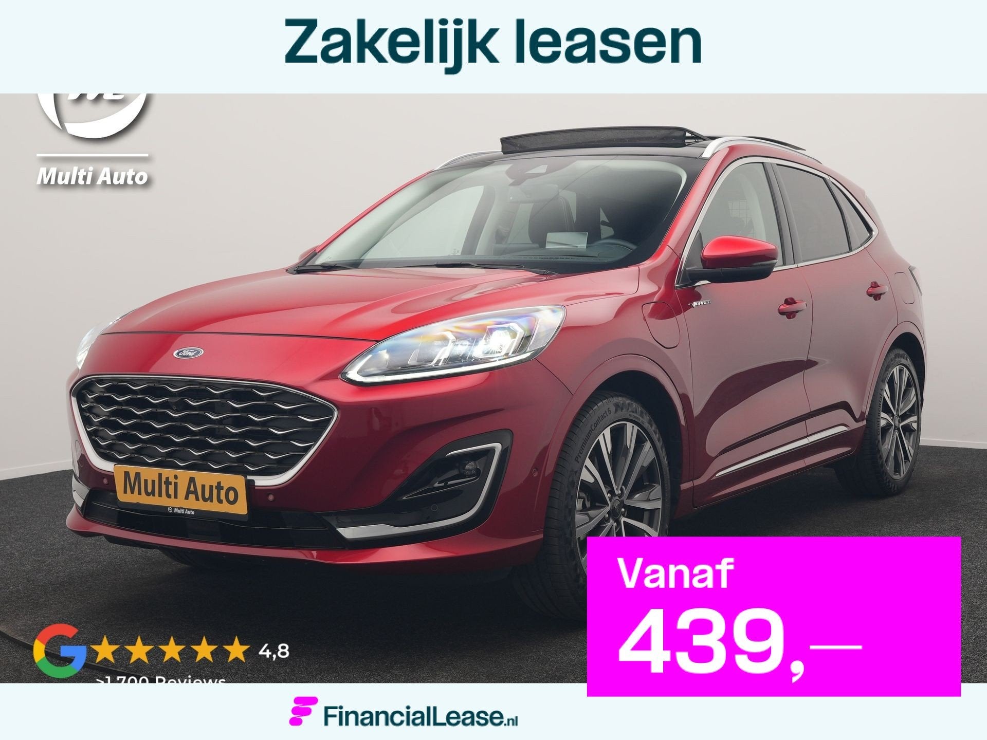 Ford Kuga 2.5 Vignale PHEV 225pk Dealer O.H. | Trekhaak Af F, Adaptive Cruise Control, Gebruikt, Zwart, 4 cilinders