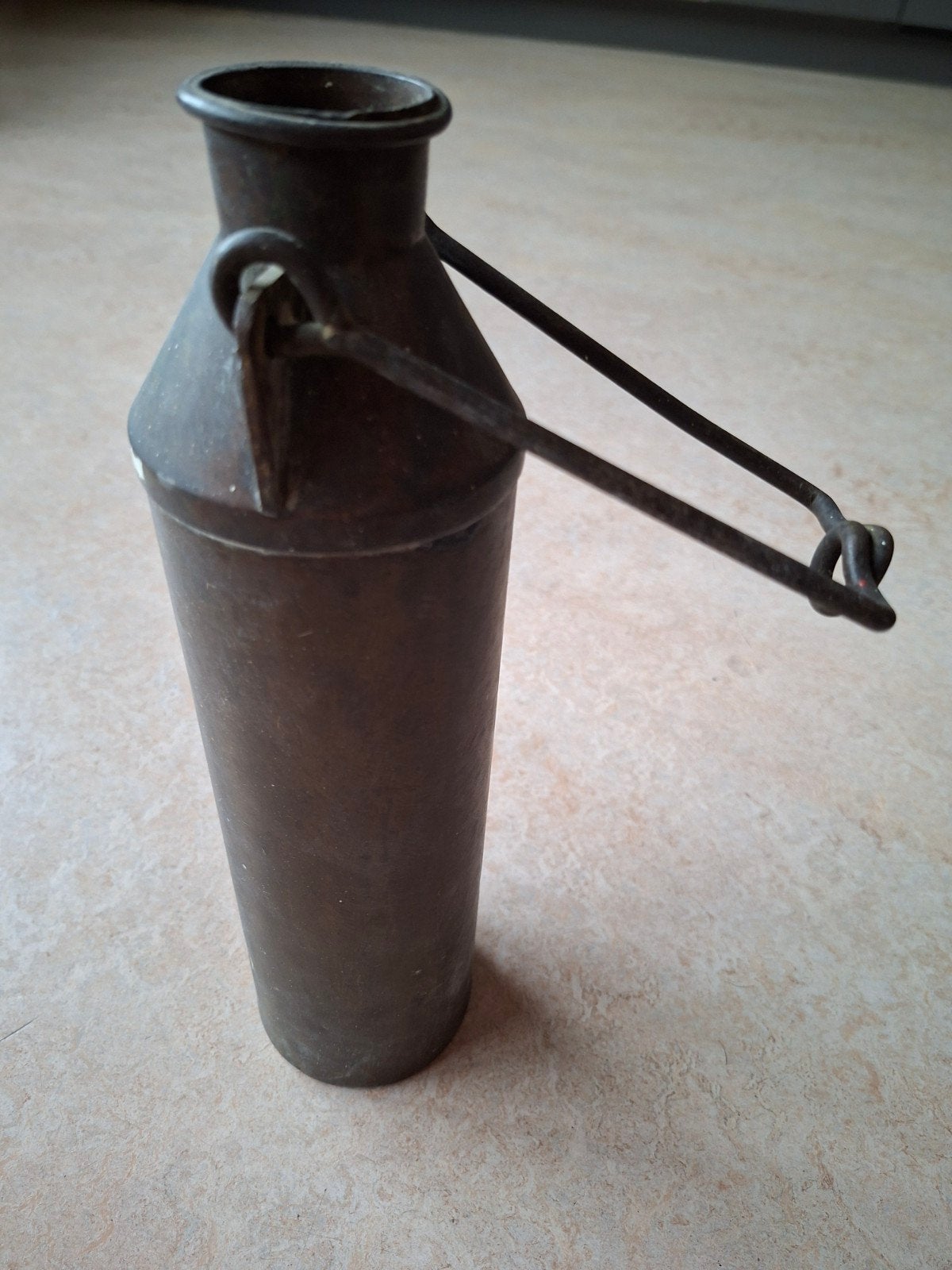 Vintage metalen fles met beugel, Ophalen of Verzenden, Koper