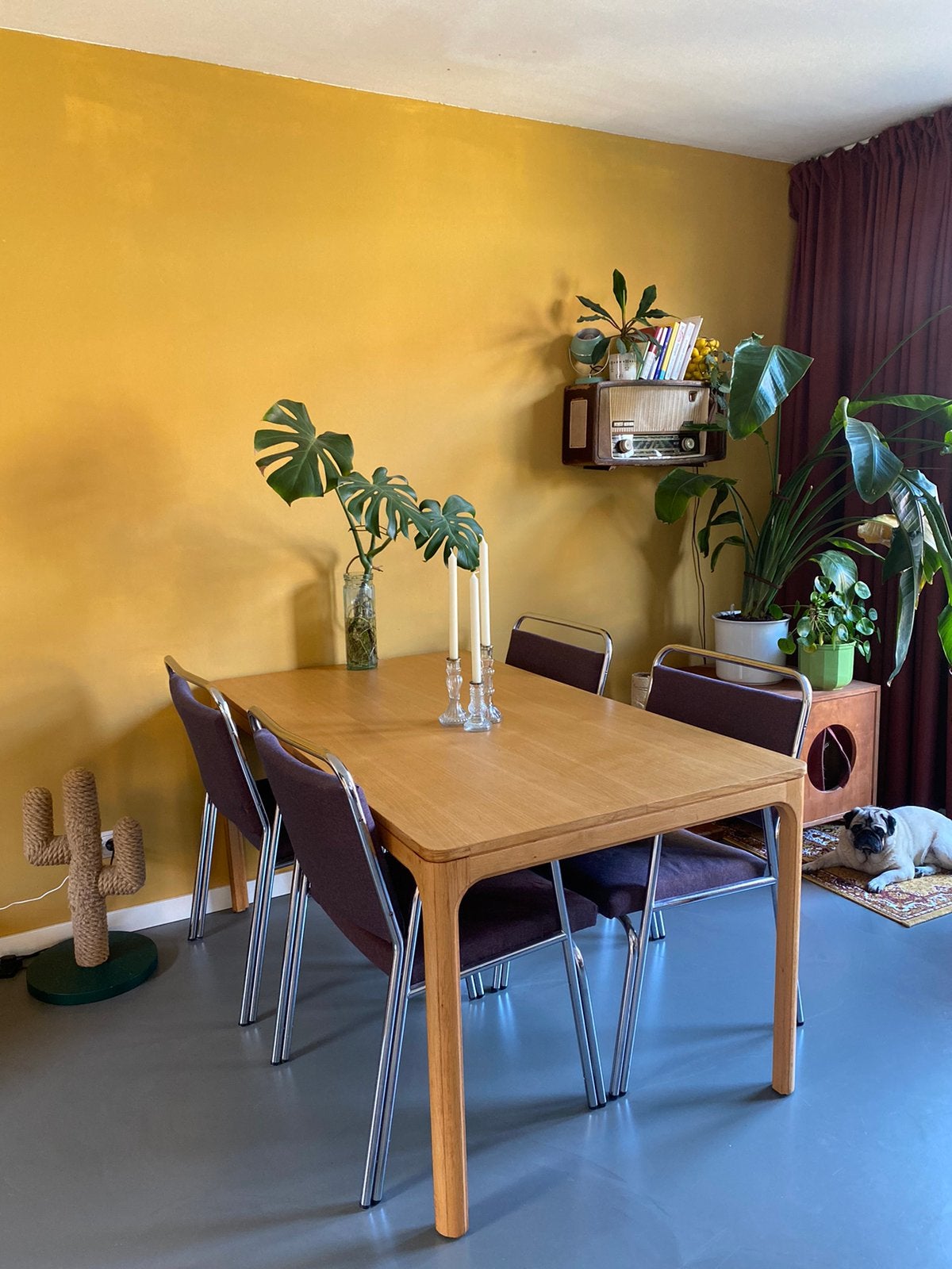 Vintage eettafel – eikenhout look – 160 x 90 cm, Ophalen, Eikenhout, 50 tot 100 cm, Zo goed als nieuw
