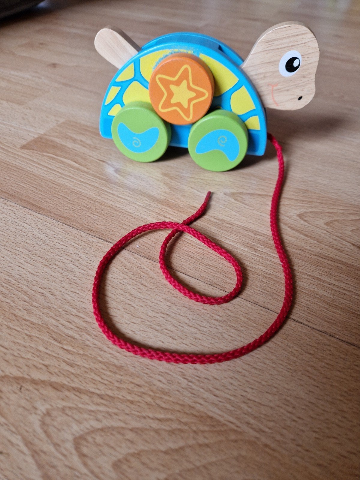 Houten trekdiertje schildpad, Ophalen of Verzenden, Gebruikt, Overige typen, Met wieltjes