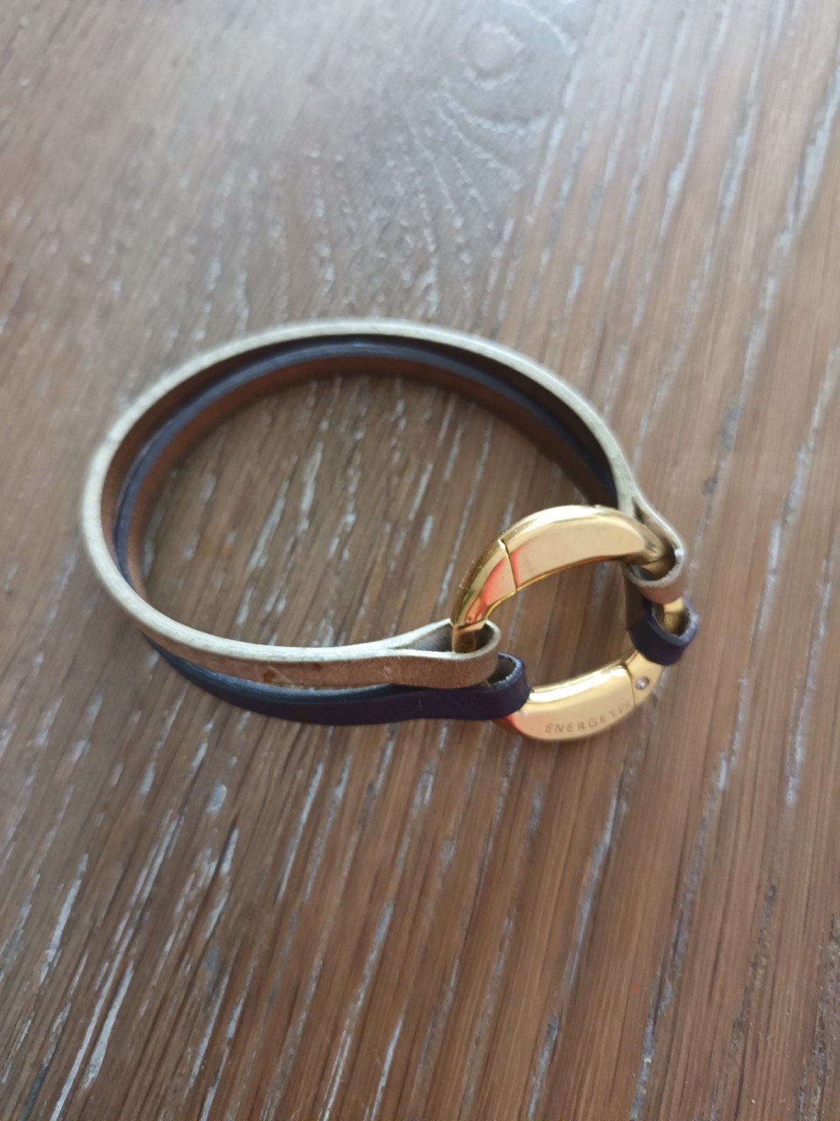 Energetix armband goud, leren bandje, magneetsieraden, Ophalen, Gebruikt