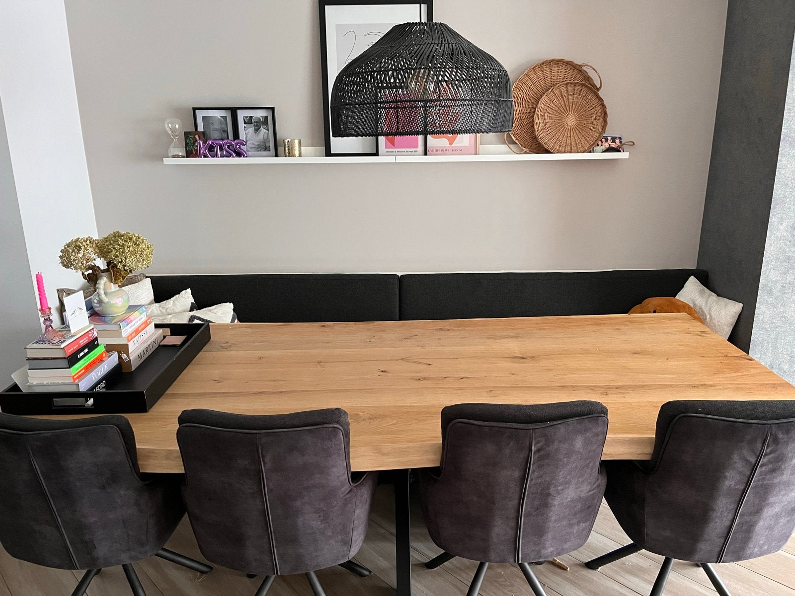 Zware eettafel 260x100 cm met kruispoot, Huis en Inrichting, Ophalen, 100 tot 150 cm, 200 cm of meer, Zo goed als nieuw