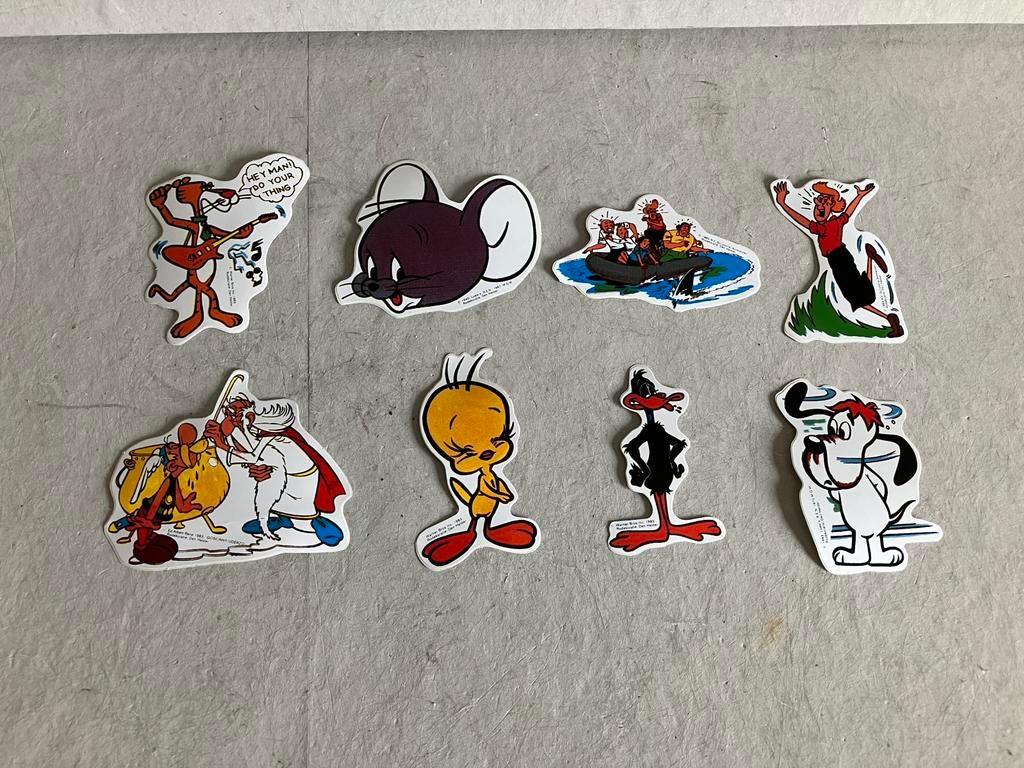 Vintage jaren 60 tm 80 stripfiguren stickers set van 8, Ophalen of Verzenden, Nieuw