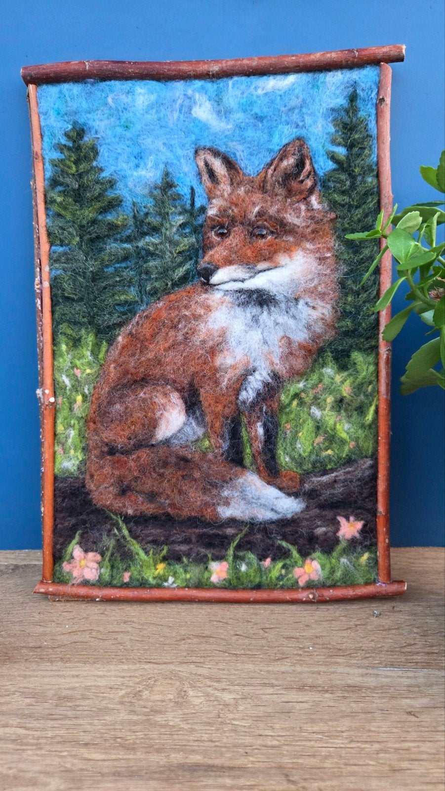 Handgemaakte Naaldvilt Schilderij Vos, Minder dan 50 cm, Oorspronkelijke maker, Overige typen, Nieuw